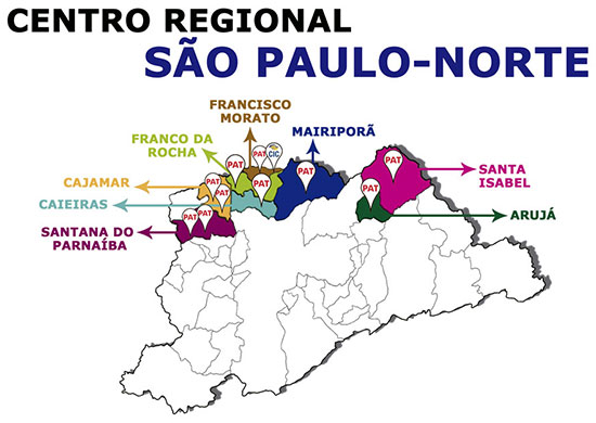 Mapa Pats na região de Mairiporã